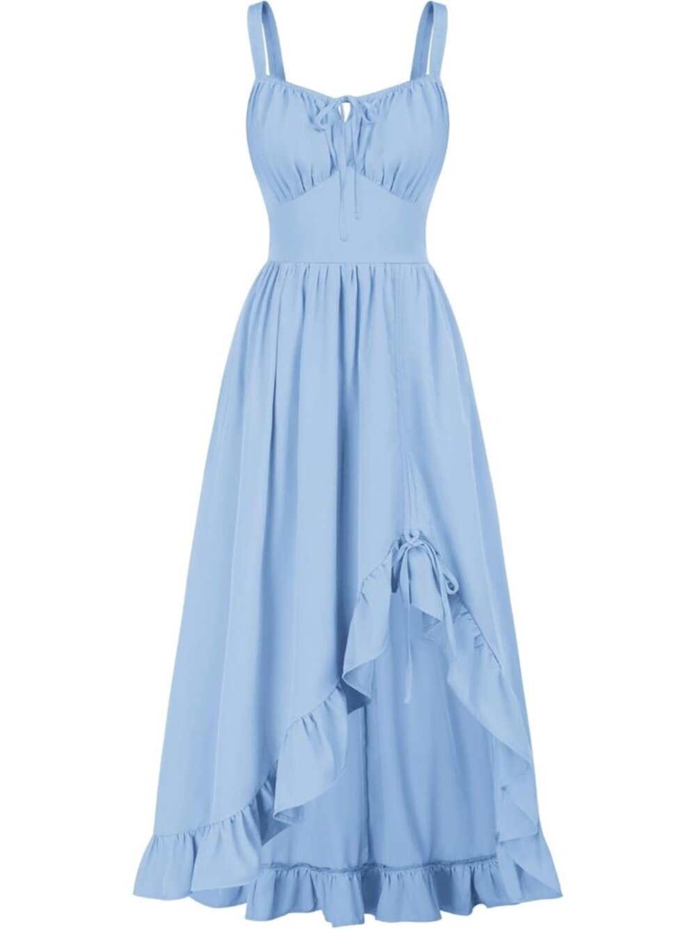Women's Blue Sleeveless Renaissance Corset Flowy Milkmaid Costumes Dress